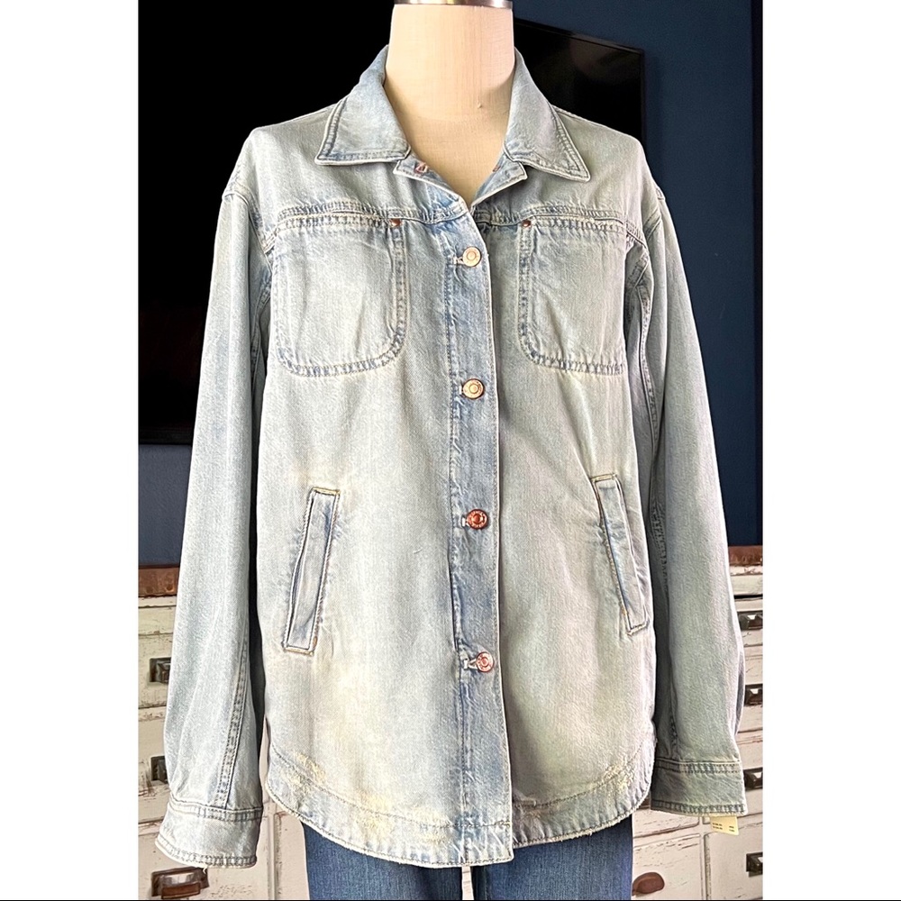 Anthropologie Pilcro Draped Denim Shirt Jacket S